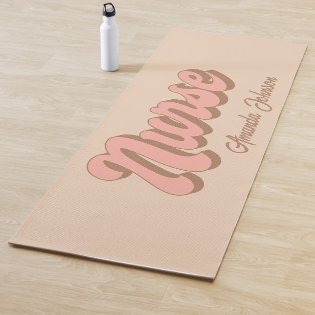 Nurse Name Fun Retro Custom Yoga Mat  (In Situ)