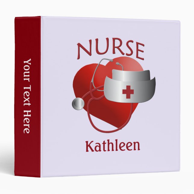 Nurse Name Nurses Heart Custom Binder (Front/Spine)