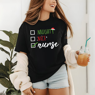 Nurse Naughty Nice Funny Christmas Santa List Tri-Blend Shirt