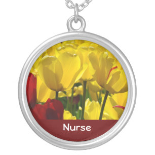 Nurse Necklace custom Yellow Tulip Flowers