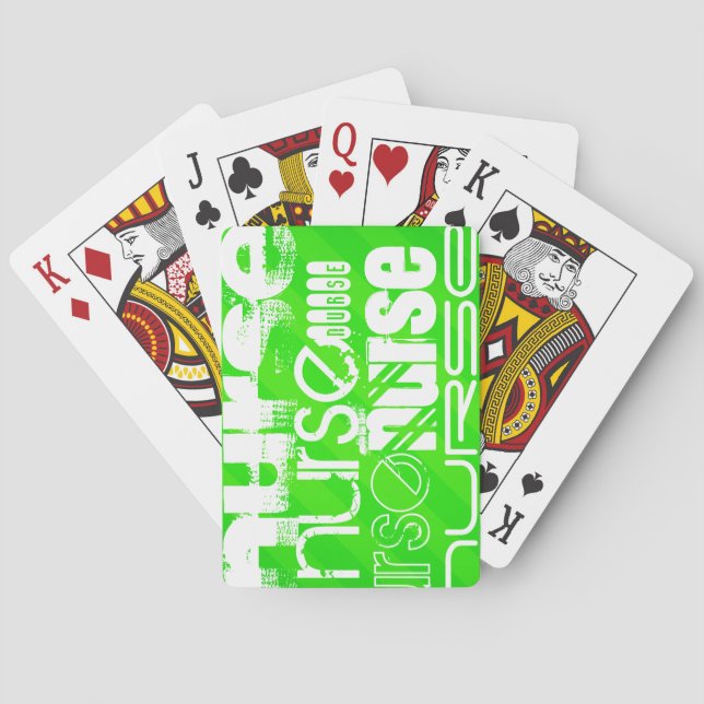 Nurse; Neon Green Stripes Poker Cards (Back)