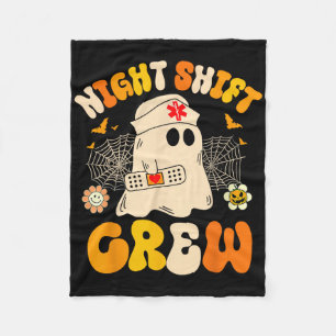 Nurse Night Shift Crew Ghost Halloween Nurse Funny Fleece Blanket