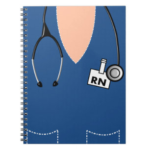 Nurse Notebook Scrub Top Design Blue