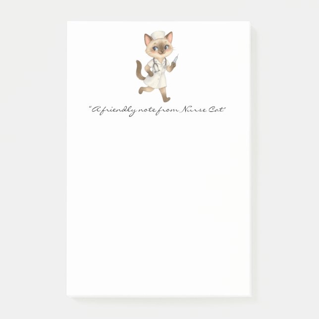 Nurse Notepad with Cute Cat Holding Coffee for Cat (Front)