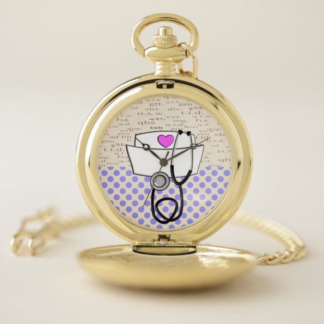 Nurse Nurse Cap and Stethoscope ll Pocket Watch (Inside)