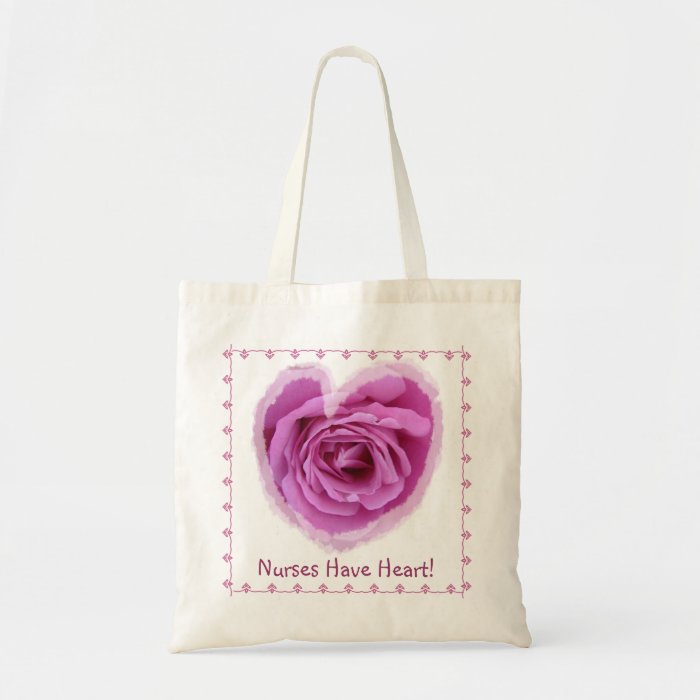 NURSE Nurses Have Heart PINK Rose Heart & Lace Canvas Bags