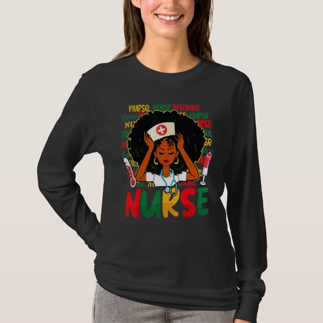 Nurse Nursing Black History Month RN Black Nurse L T-Shirt (Front)