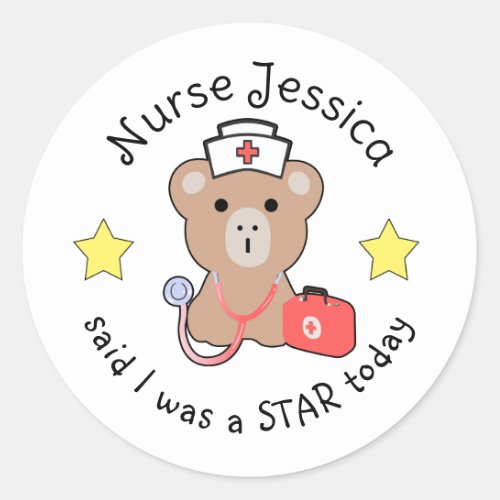 Nurse Nursing Cute Animal Design Classic Round Sticker
