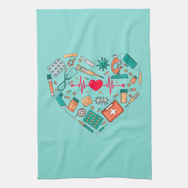 Nurse Nursing Heart Tool Kitchen Towel (Vertical)