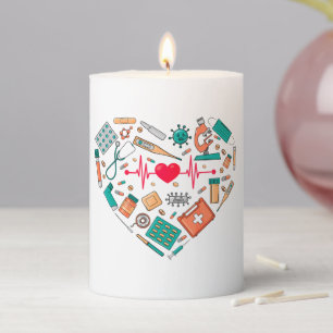 Nurse Nursing Heart Tool Pillar Candle