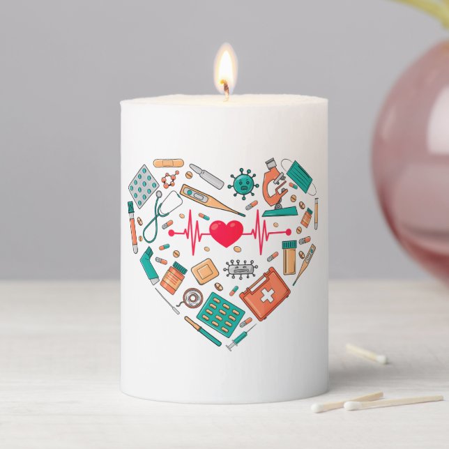 Nurse Nursing Heart Tool Pillar Candle (In Situ)