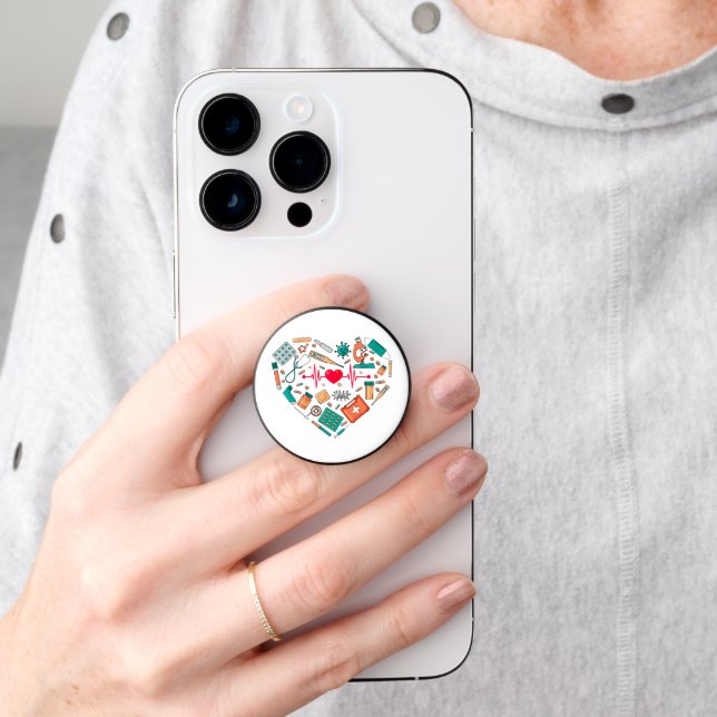 Nurse Nursing Heart Tool PopSocket (Hand)