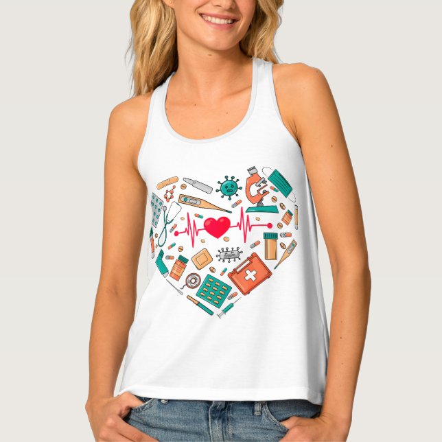Nurse Nursing Heart Tool Tank Top (Front)