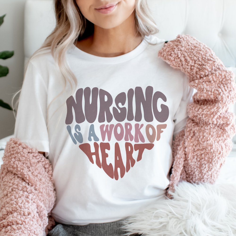 Discover Nurse Nursing is a work of heart Retro Groovy Personalized T-Shirt