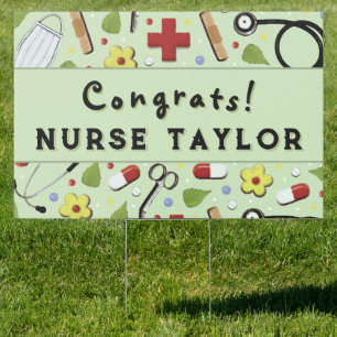 Nurse Nursing School Graduation Congrats Banner Sign