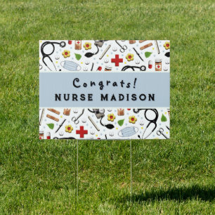 Nurse Nursing School Graduation Congrats Banner Sign
