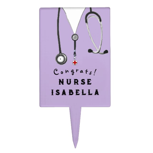 Nurse Nursing School Graduation Congrats Cake Topp Cake Topper (Front)