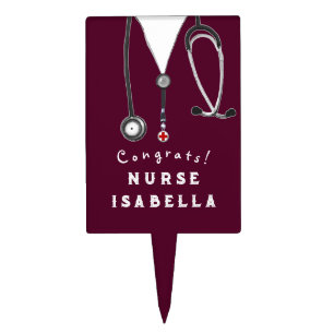 Nurse Nursing School Graduation Congrats Cake Topp Topper