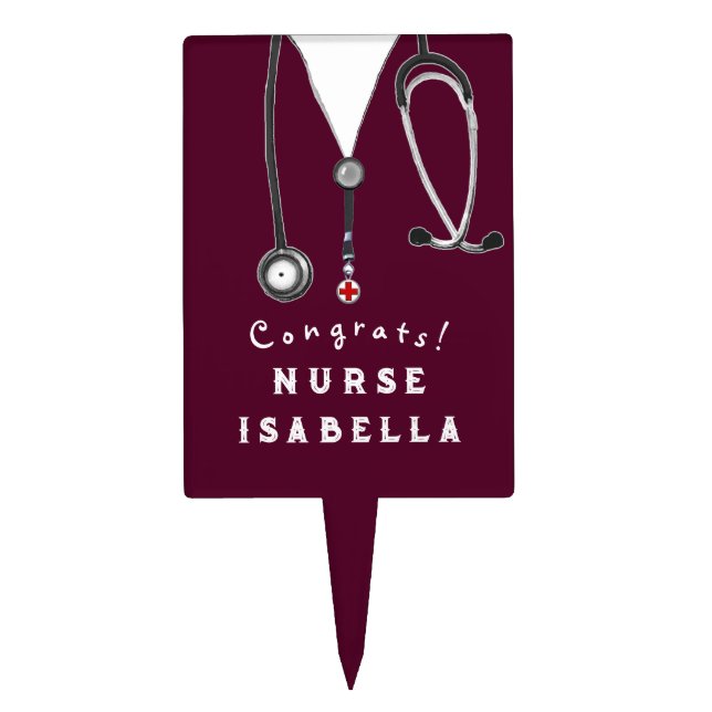Nurse Nursing School Graduation Congrats Cake Topp Topper (Front)