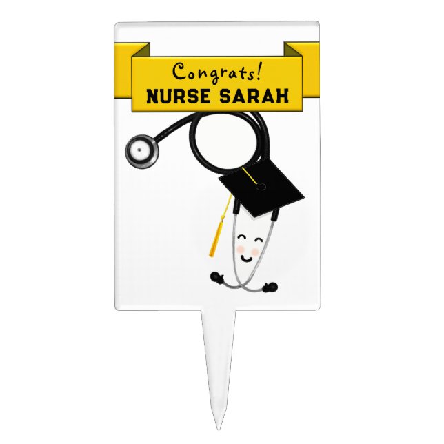 Nurse Nursing School Graduation Congrats Cake Topper (Front)