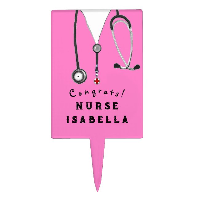 Nurse Nursing School Graduation Congrats Cake Topper (Front)