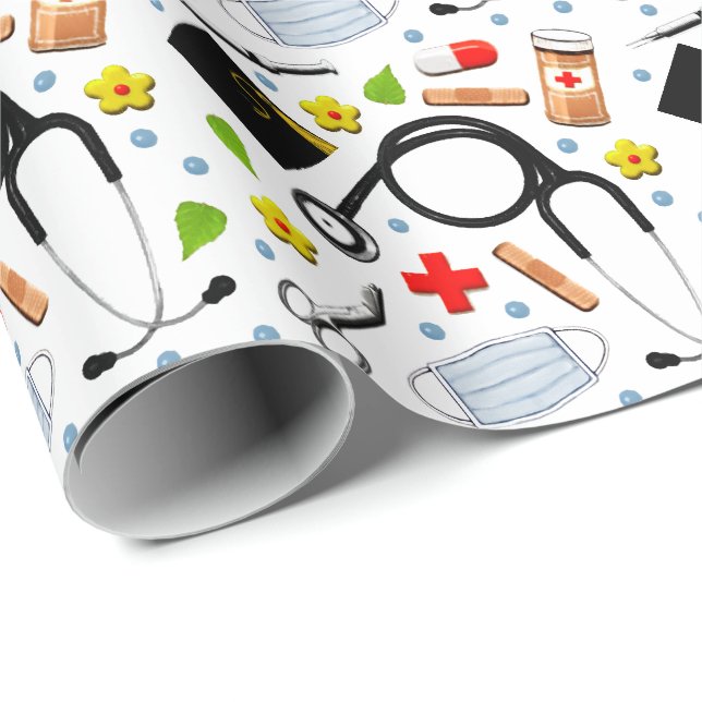 Nurse Nursing School Graduation Gift Wrapping Pape Wrapping Paper (Roll Corner)