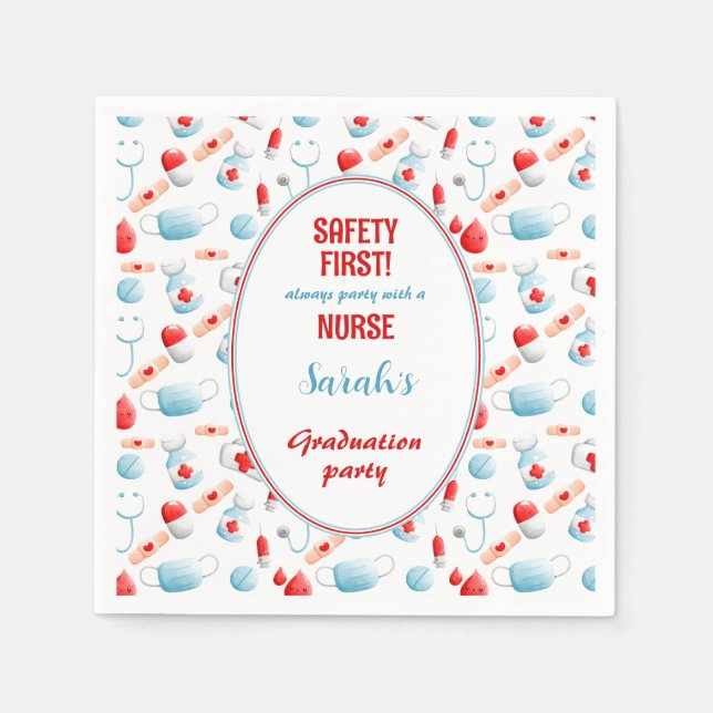 Nurse Nursing School Graduation Medical Napkins (Front)