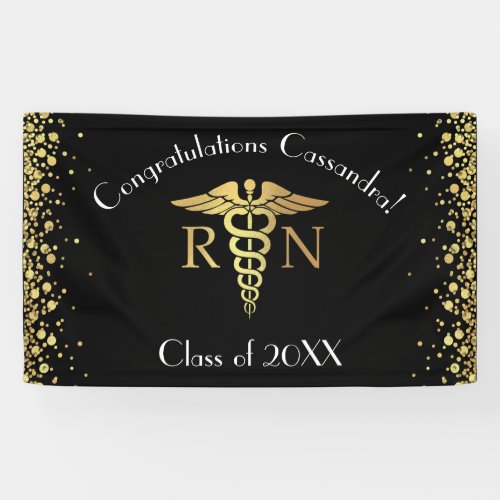 Nurse Nursing School Graduation Party Black Gold Banner