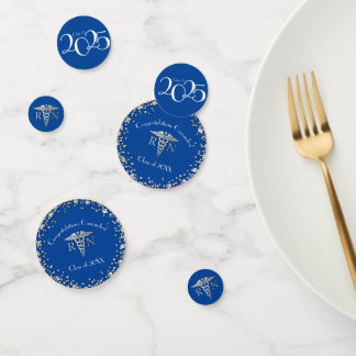 Nurse Nursing School Graduation Party Blue Silver Confetti