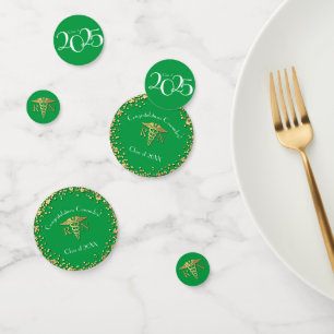 Nurse Nursing School Graduation Party Green Gold Confetti