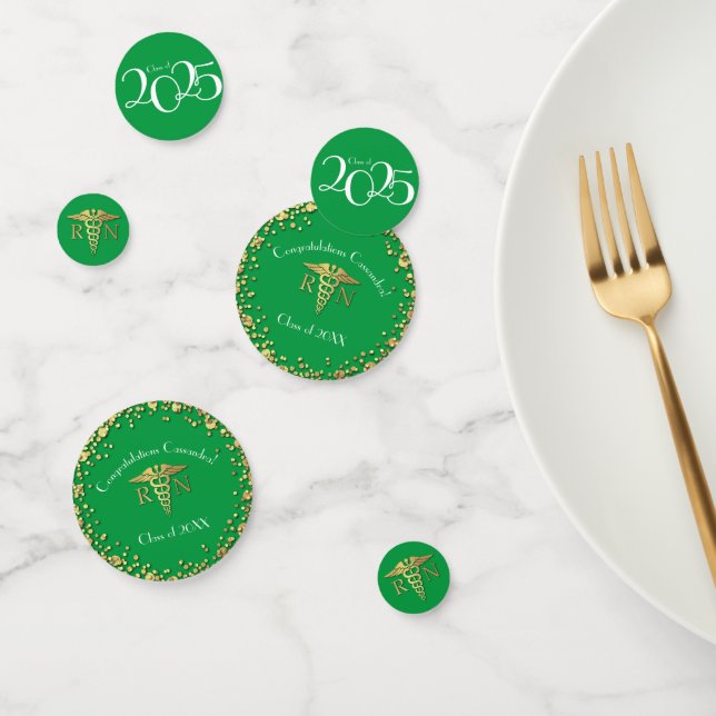 Nurse Nursing School Graduation Party Green Gold Confetti (Group)