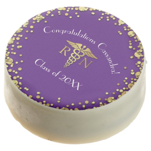 Nurse Nursing School Graduation Party Purple Gold Chocolate Covered Oreo