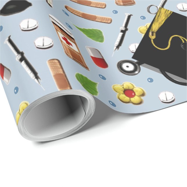 Nurse Nursing School Graduation Wrapping Paper (Roll Corner)