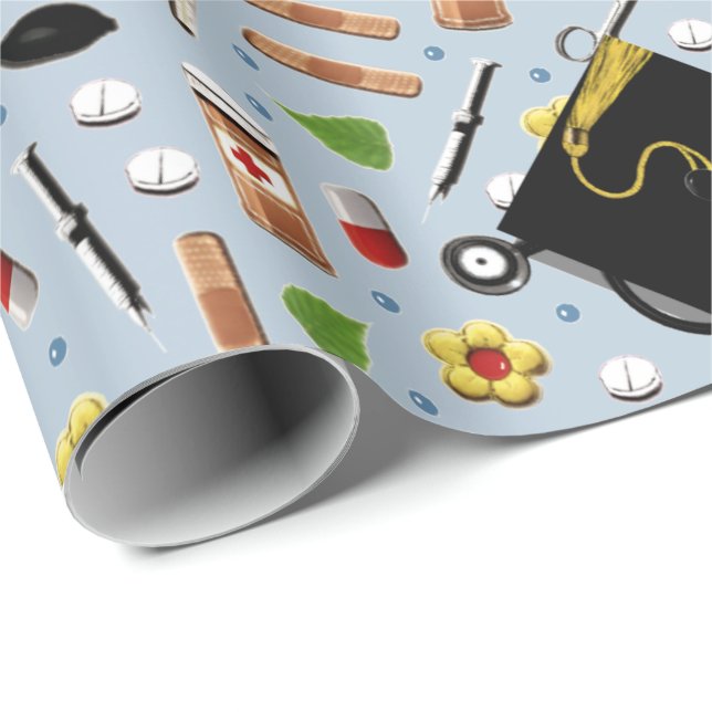 Nurse Nursing School Graduation Wrapping Paper (Roll Corner)
