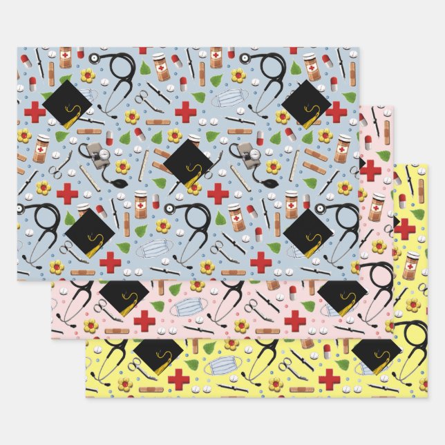 Nurse Nursing School Graduation Wrapping Paper Sheets (Set)