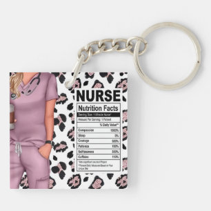 Nurse Nutrition Fact Label Acrylic Keychain