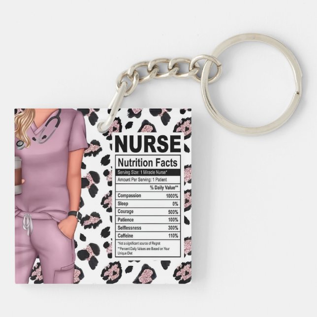 Nurse Nutrition Fact Label Acrylic Keychain (Back)