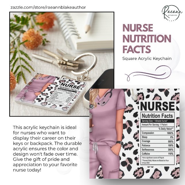 Nurse Nutrition Fact Square Acrylic Keychain (Creator Uploaded)