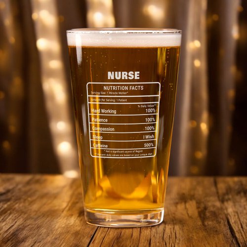 Nurse Nutrition Facts Funny Pint Glass