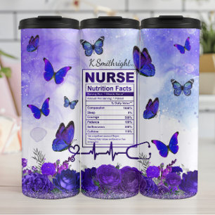 Nurse Nutrition Facts Purple Butterfly Thermal Tumbler