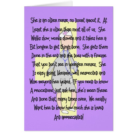 Nurse Older & Retiring---Appreciation Gifts Cards (Front)