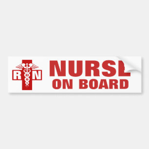Nurse on Board RN or Initials Bumper Sticker