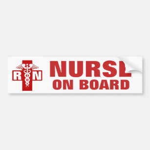 Nurse on Board RN or Initials Bumper Sticker