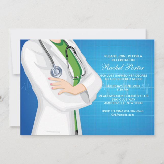 Nurse on Duty Graduation Invitation (Front)