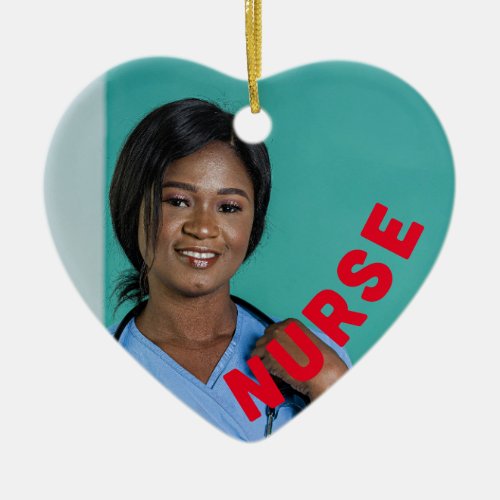 nurse one_of_a_kind custom photo heart ceramic ornament