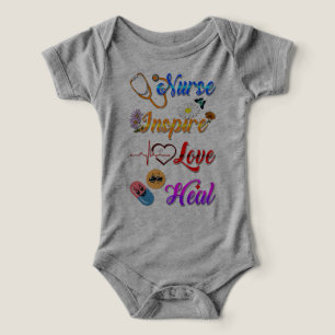 Nurse One Piece Inspire Love Heal Med Therapist Infant T-shirt