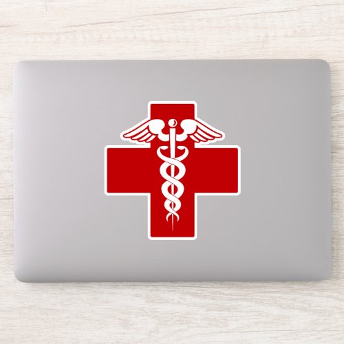 Nurse or Doctor Caduceus Cross Sticker
