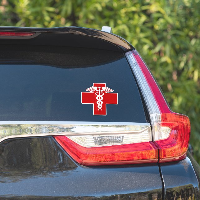 Nurse or Doctor Caduceus Cross Sticker (Car Side)