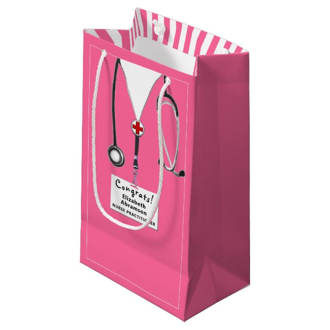 Nurse or Doctor Congrats Small Gift Bag (Front Angled)
