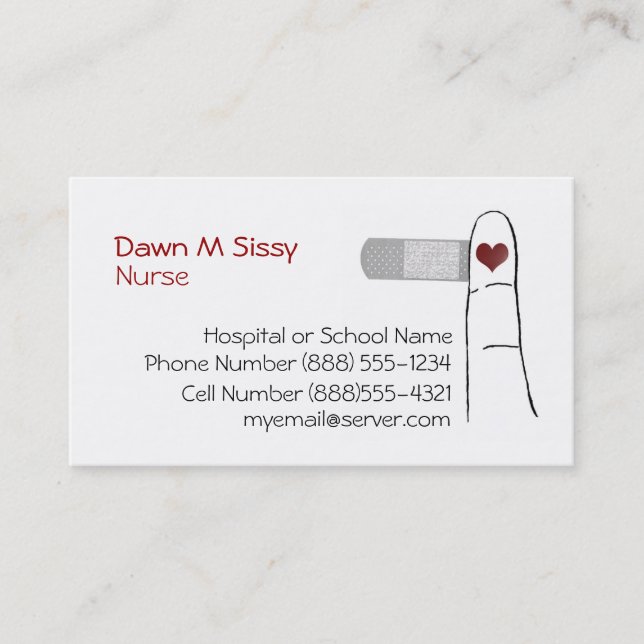Nurse or Doctor Heart Business Card (Front)